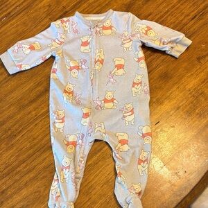 Disney Winnie the Pooh Footie - Light Gray - size 3-6 mths- soft & cozy fabric